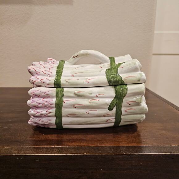 1940s Vintage Portuguese Asparagus Tureen, Palissy Ware, Earthenware - Picture 1 of 6